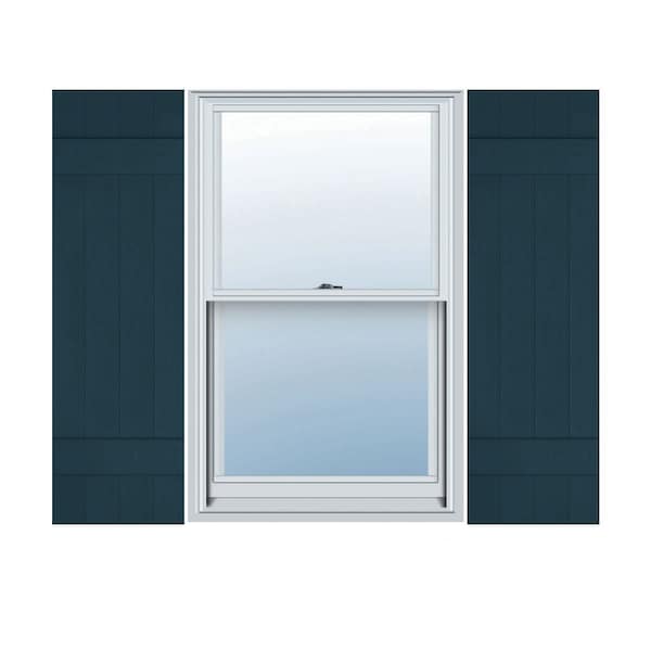 Ekena Millwork Lifetime Vinyl, 4 Board Joined (2 Batten), Board-n-Batten Shutters, w/Shutter Loks, LJ4C14X03000MB, PR LJ4C14X03000MB - main